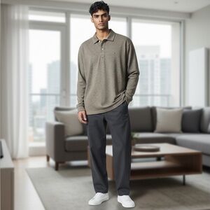 Tommy Hilfiger Men’s Long Sleeve Shirt Color Block Half Button Casual Top